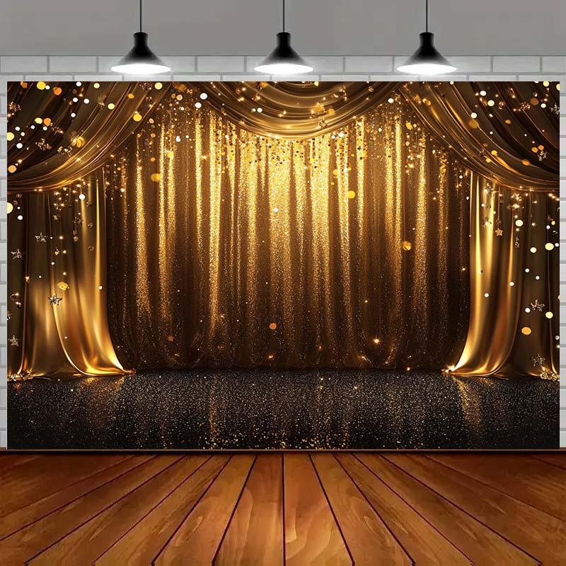 1 2D Banner Shiny Golden Glittery Particles - Suitable for Weddings Festivals Parties and Available In Multiple Sizes