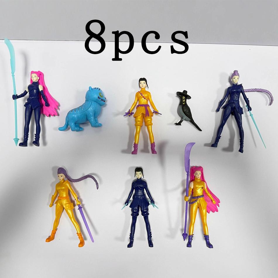 5pcs/set Anime Kpop Demon Hunters Figure K-pop Demon Hunters Rumi Mira Zoey Tiger Statuette Toy Table Decoration  Ornament Gifts