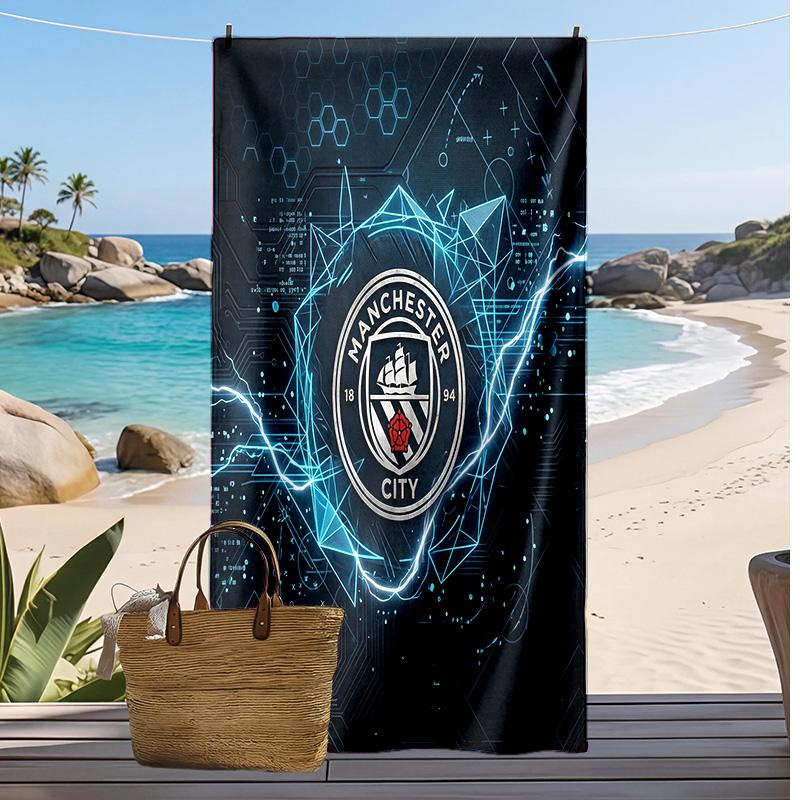 Manchester City Printed Beach Towel Quick Dry Soft TowelPortable Large Rectangular Beach Blanket for Travel Swimming Pool