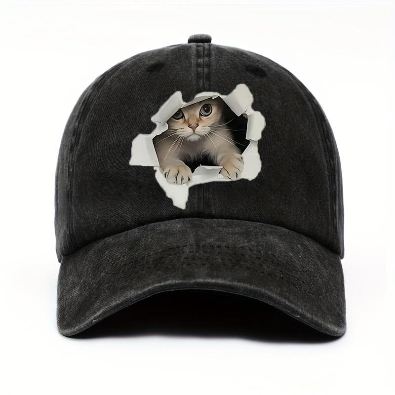 Cute Cat Designed Baseball Cap with Retro Sun Protection and Durable Animal Themed Printing Technology