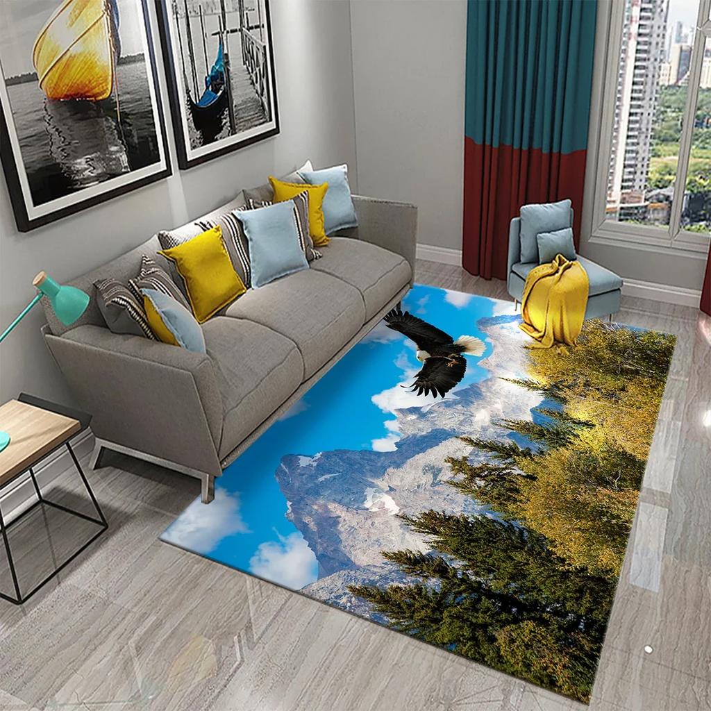 Dywan z Orłem 3D Dywan ze Wzorem Drapieżnego Zwierzęcia Dywan do Salonu na Sofę Dywan do Łazienki Antypoślizgowy Dywan do Sypialni Dywan do Kuchni Dekoracyjne Dywany Strefowe