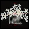 Trendy Handmade Tiara Wedding Hair Comb Leaf Flower Bridal Hairpins Pearl Rhinestone Head Jewelry Girls Wedding Hair Accessories