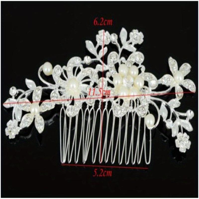 Trendy Handmade Tiara Wedding Hair Comb Leaf Flower Bridal Hairpins Pearl Rhinestone Head Jewelry Girls Wedding Hair Accessories