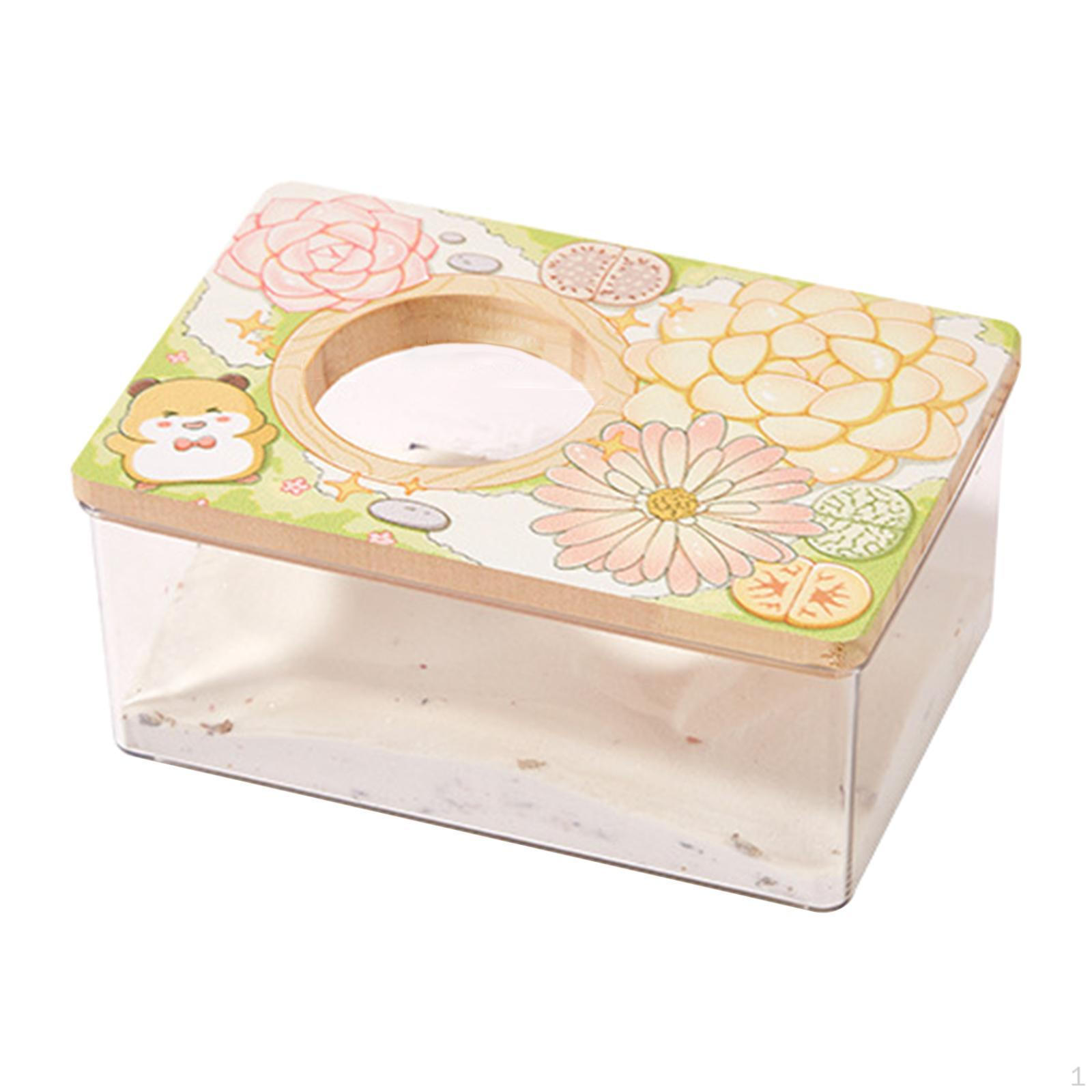 

Ванночка для хомяка Туалет Ванна Аксессуар для клетки с деревянной крышкой Контейнер для песка для купания питомца M