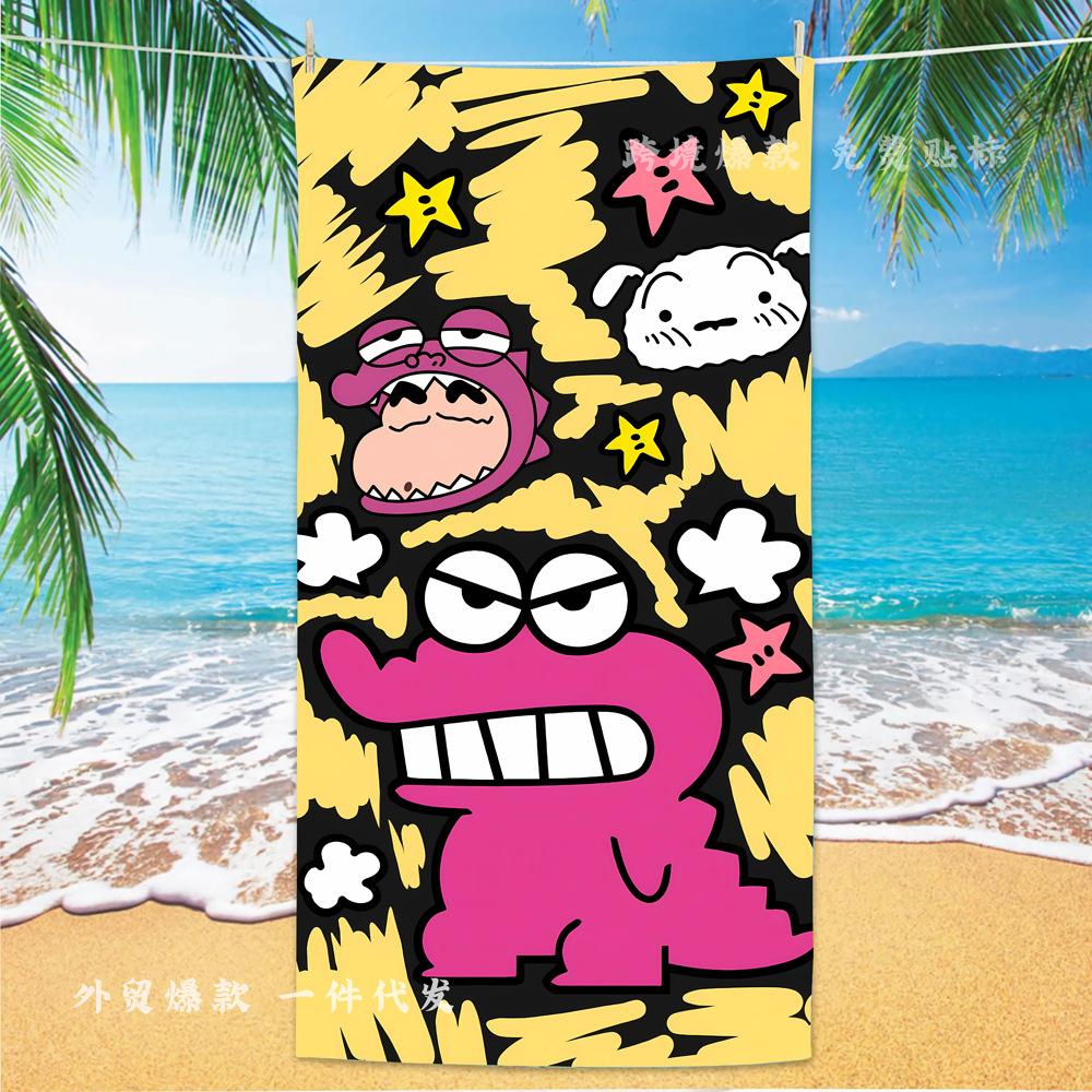 Extra Large Kids Quick Dry Bath Towel Cartoon Character Digital Print Double Sided Flannel Microfiber Beach Towel