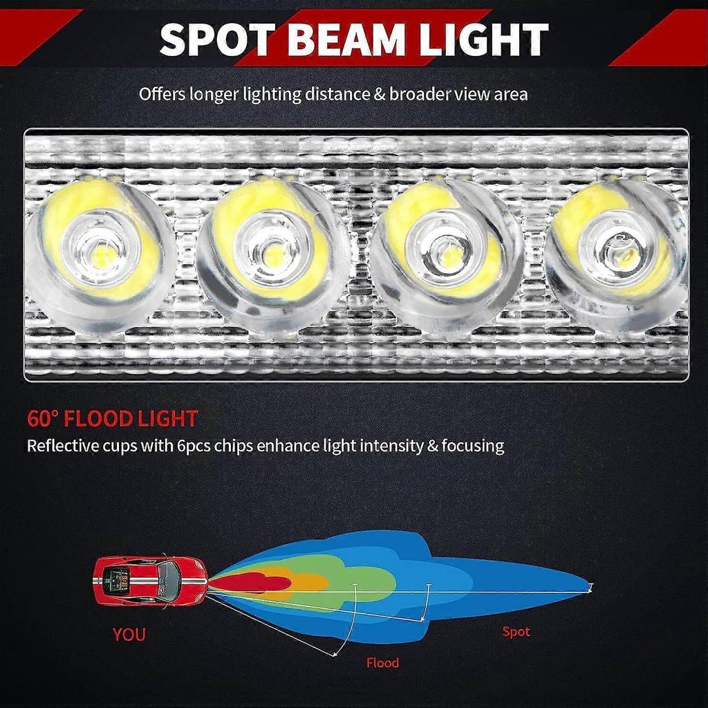 LED Light Bar 4PCS 18W 6 Inch Flood LED Work Light Pods Single Row Off Road Led Light Driving Light Fog Light Boat Light Waterproof SUV ATV 4WD Car Tr