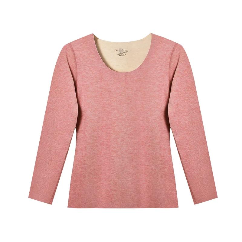Ropa interior térmica para mujer, ropa de otoño sin costuras para mujer con una base gruesa de cachemira, lana individual de otoño e invierno otoño