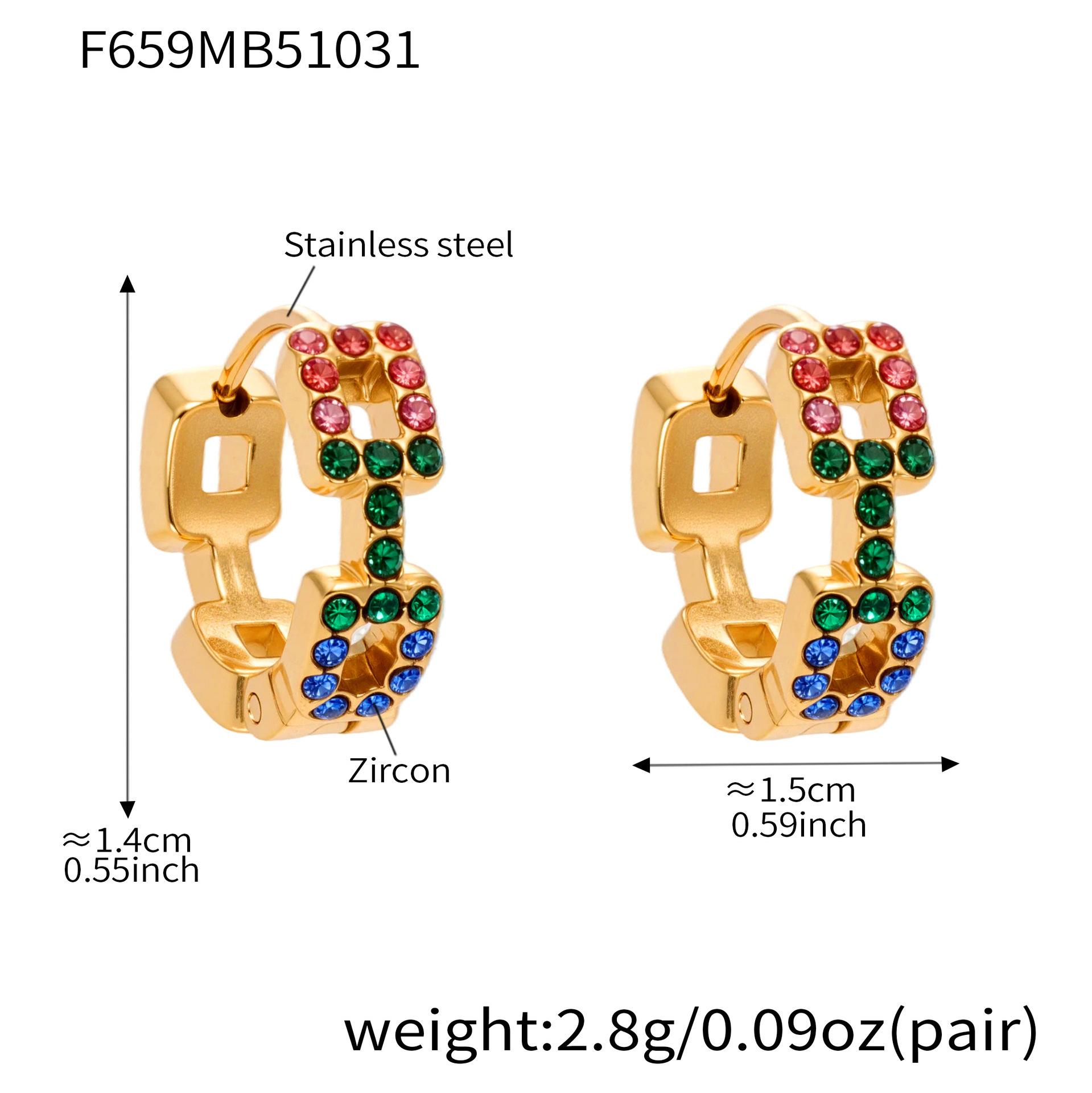 Hypoallergenic Stainless Steel 18k Gold Plated Cubic Zirconia Square Earrings for Women Fashion
