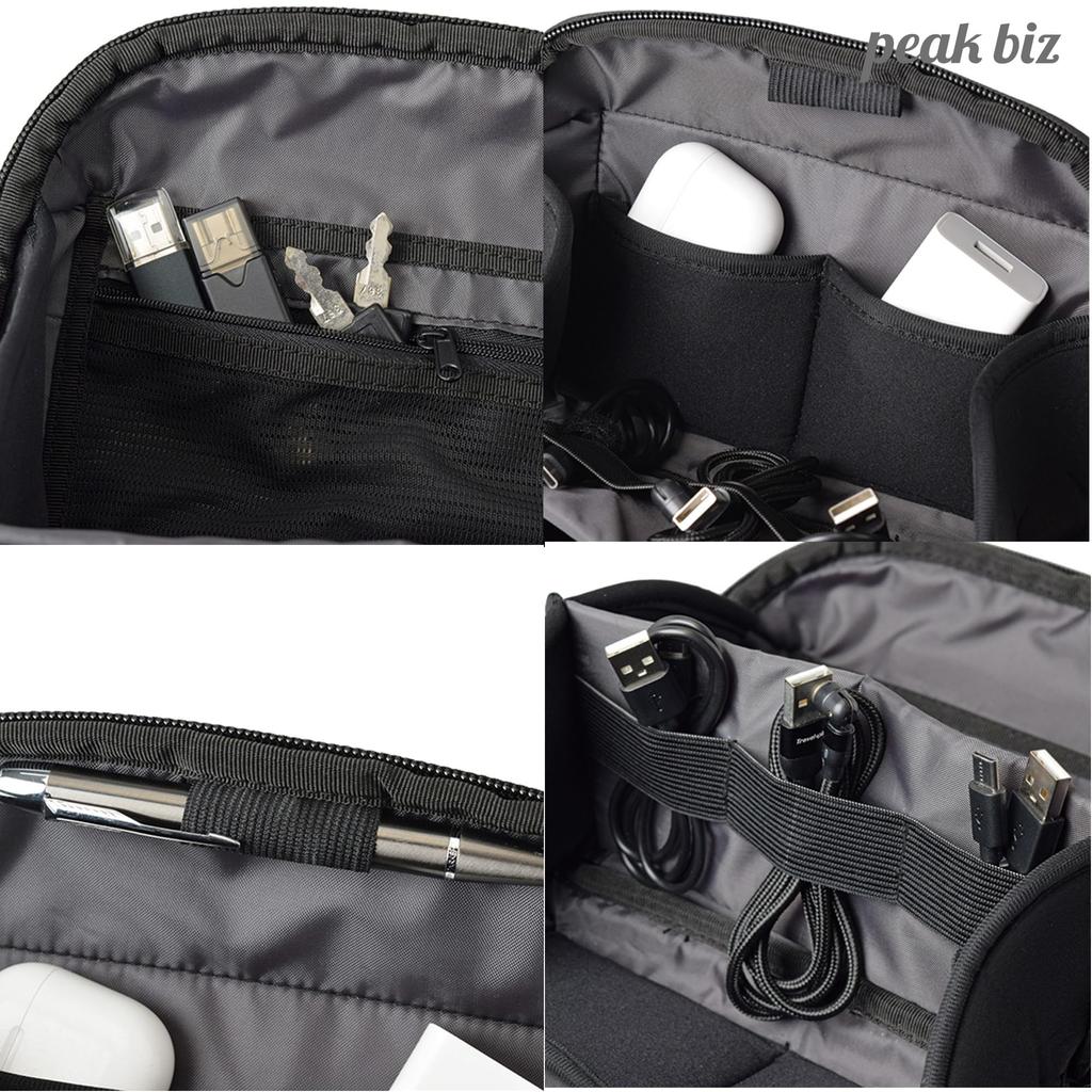 Peak Biz Travel Gadget Small Gadget Pouch, Pouch, Pouch, Bag-in-Bag, Medium, Black, VPEAK-IN09