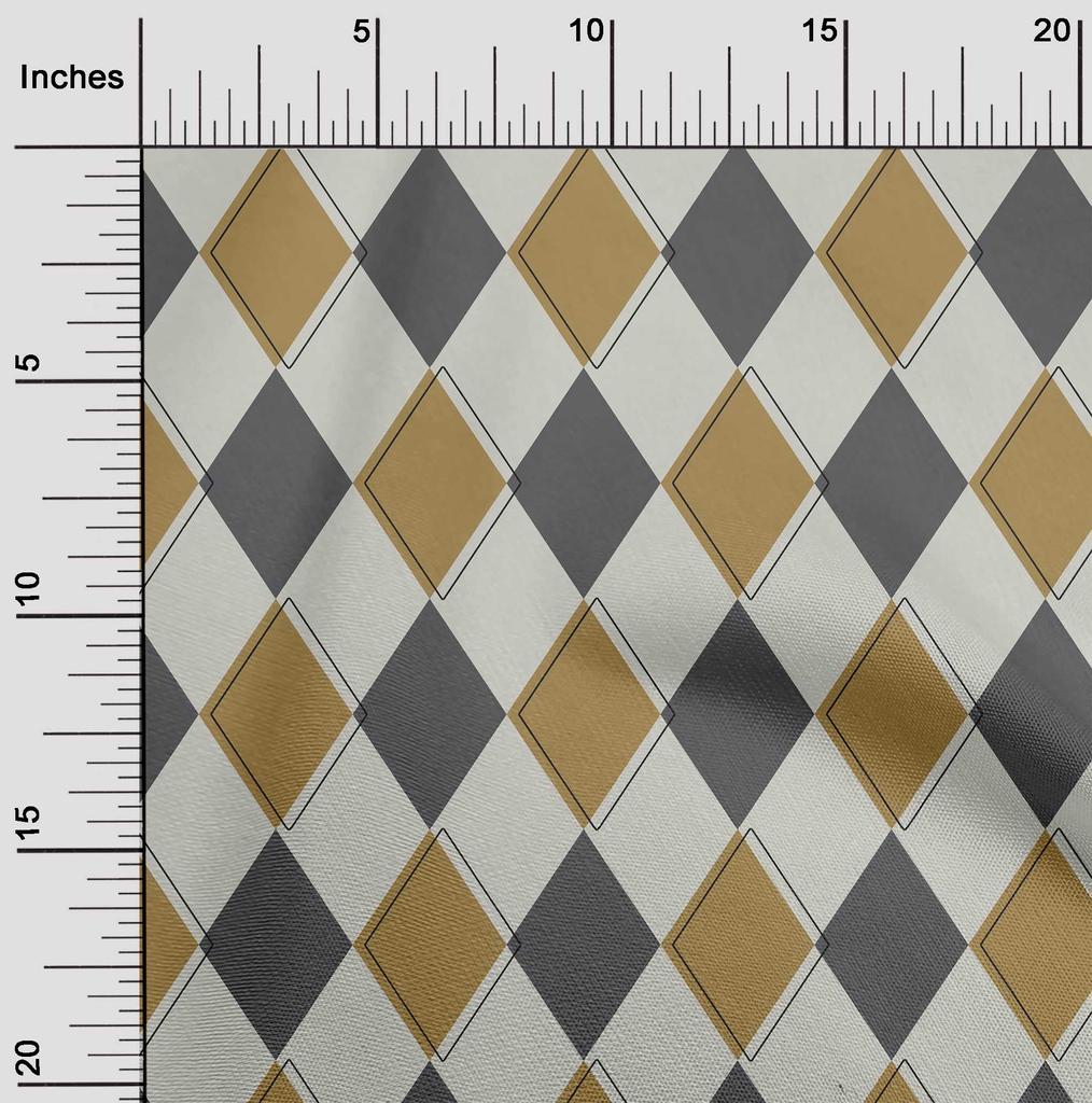 oneOone Cotton Flex Brown Fabric Argyle Fabric For Sewing Printed Craft Fabric By The Yard 40 Inch