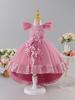 Children's Formal Princess Dress with Embroidered Sequins and Flutter Sleeves