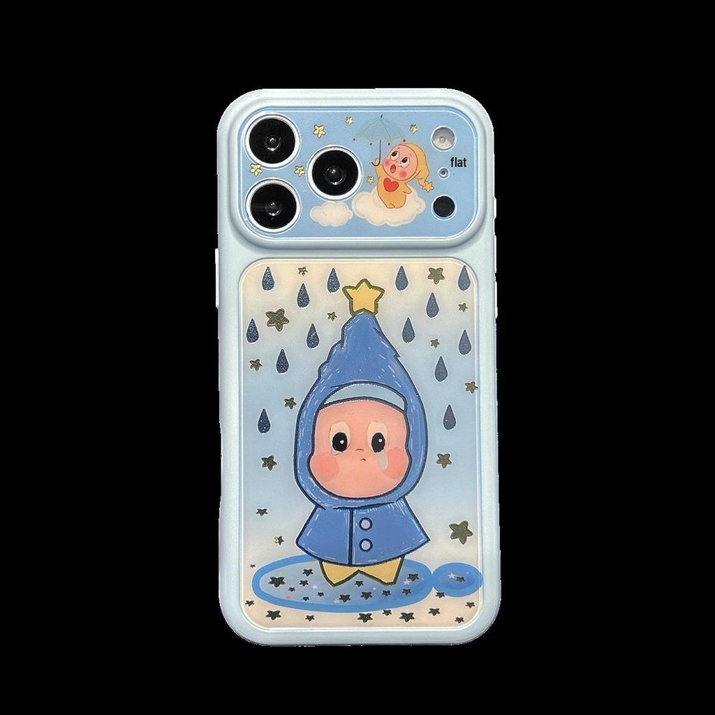 Large Window Gold Star Anti-Drop Cover for iPhone 15 Pro Max