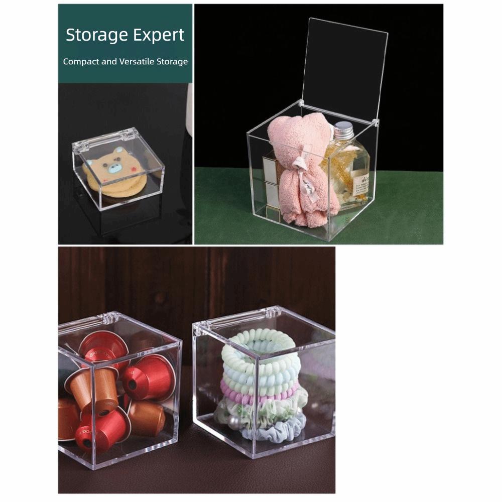 Square Cube Acrylic Box Transparent Case Stackable Design Transparent Container With Lids Display Box Jewelry Storage