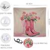 WNAGT Pink Western Tapestry Wall Hanging, Cowgirl Room Decor, Pastel Pink Floral Cowgirl Boots Western Wall Blanket Decor for Girls Bedroom Dorm