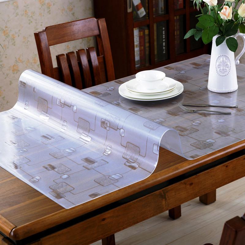 Thickened Tablecloth Waterproof, Oil-Proof And Anti-Scalding Leave-In Pvc Coffee Table Tablecloth Dining Table Mat Frosted Crystal Plate Soft Glass