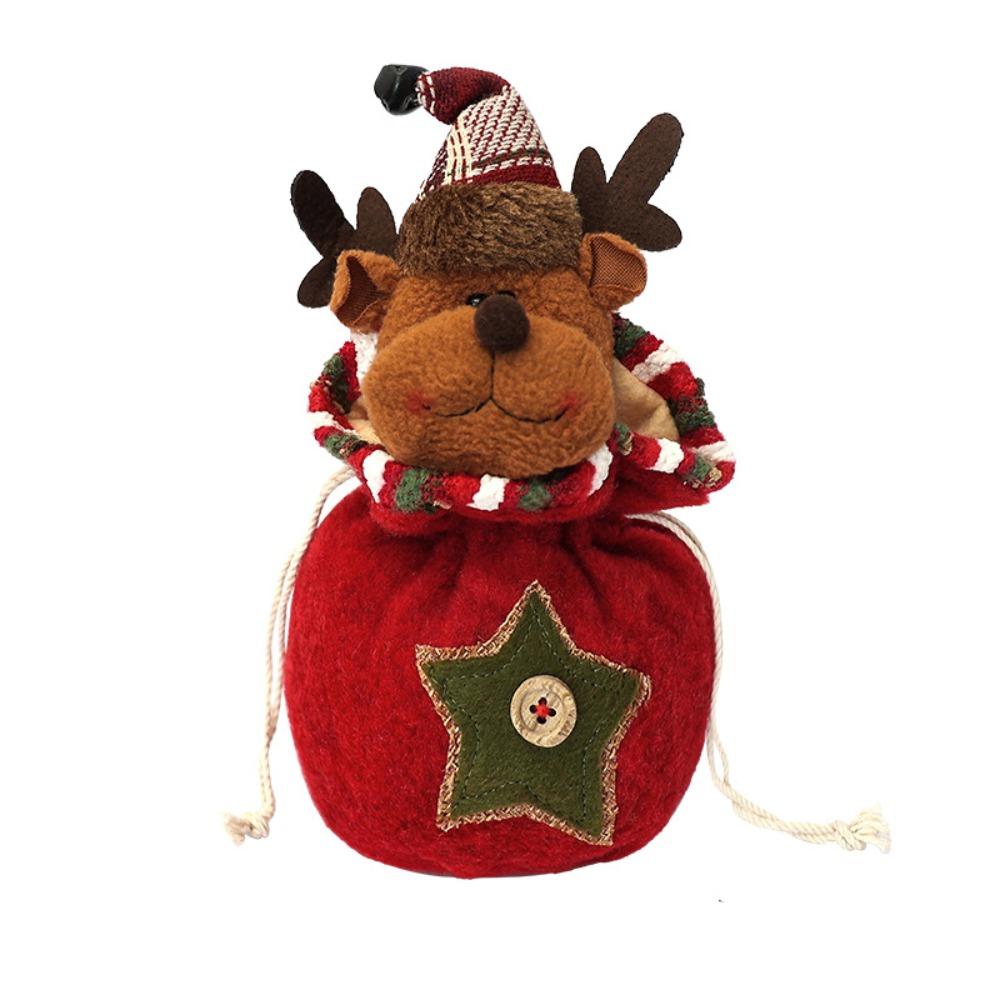 Cloth Christmas Candy Bag Plush Christmas Gift Drawstring Bags  Outdoor Christmas
