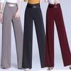 High-Waisted Wide-Leg Dance Pants with Side Zip for Women – Spring/Summer Style, Solid Color, Great Drape, Casual Ironed Straight-Leg Design