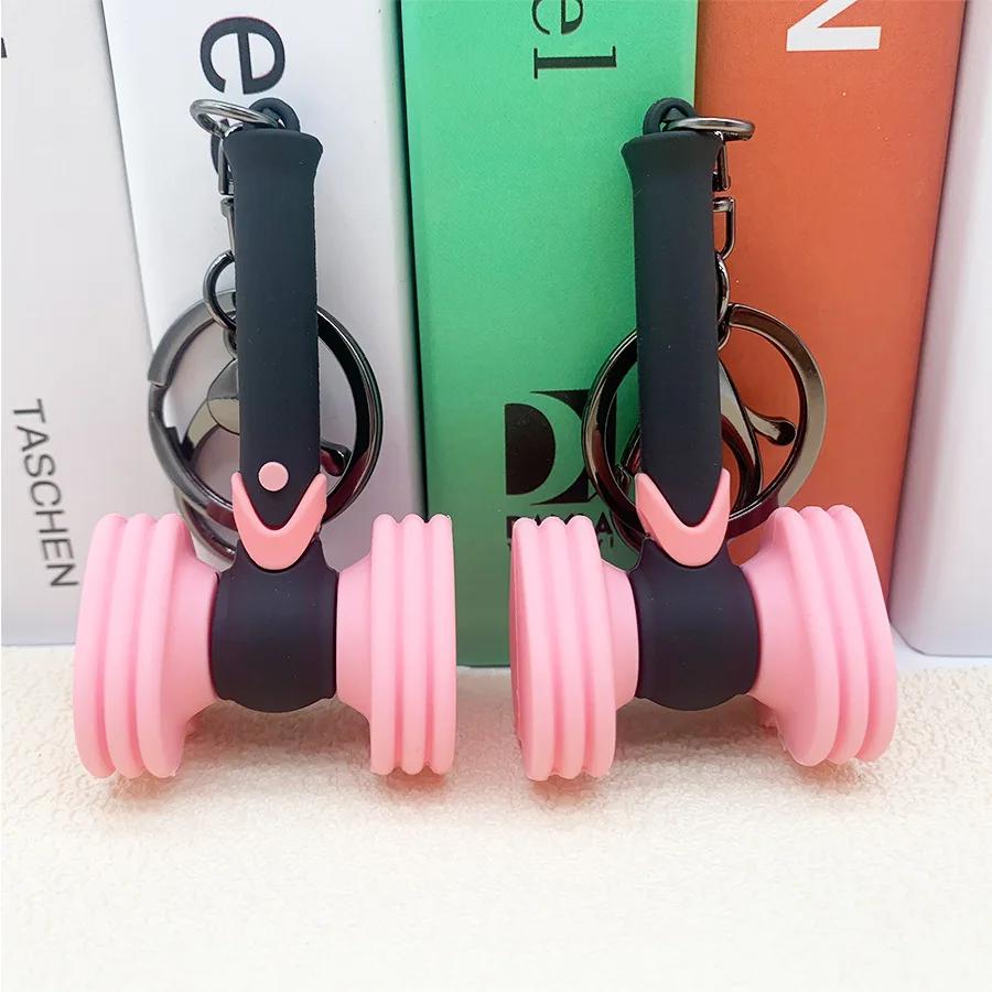 Mini Kpop Pink Love Hammer Lightstick Keychain for Car Accessories Key Chain Keychains Women Doll Keyring Pendant Holiday Lovely Gifts