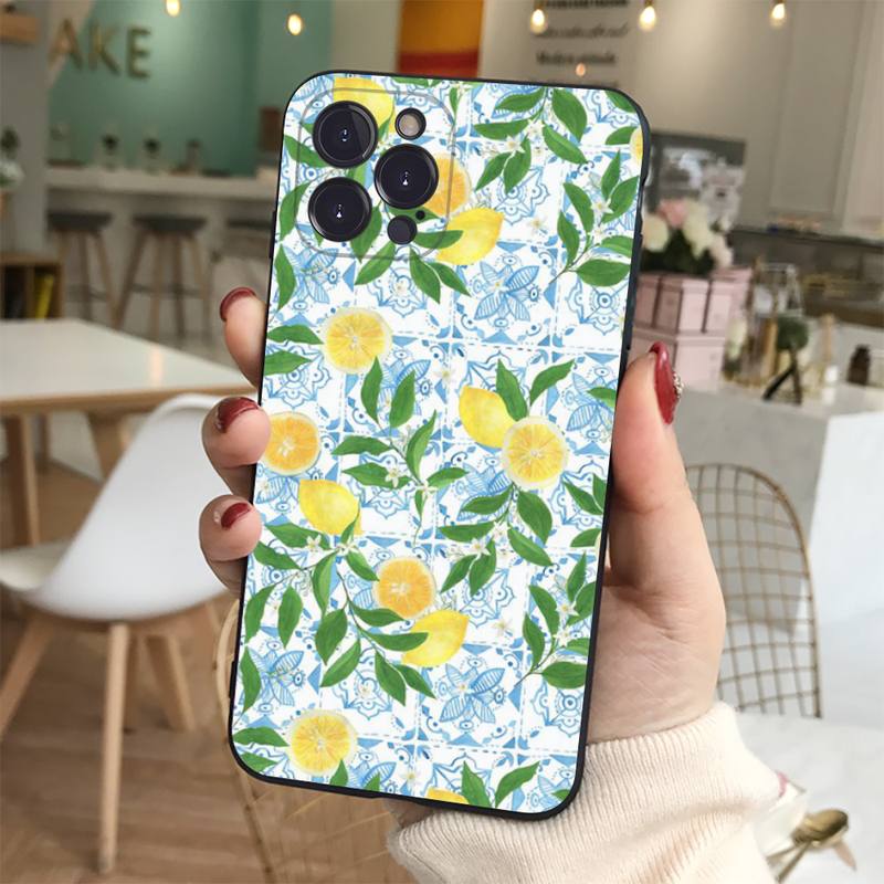Mediterranean Lemon Phone Case For iPhone 14 11 12 13 Mini Pro XS Max Cover 6 7 8 Plus X XR SE 2020 Funda Shell