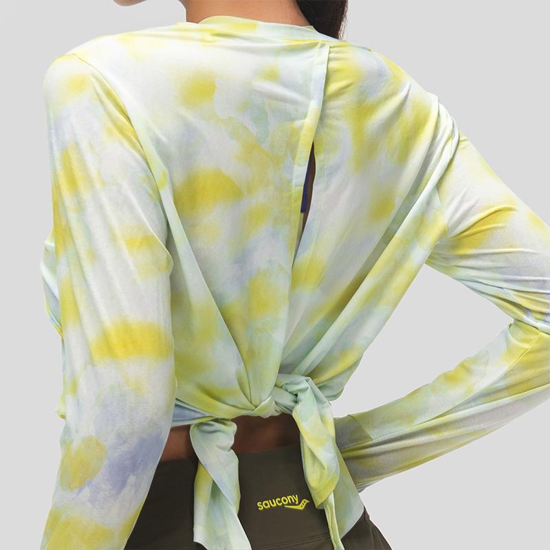 SAUCONY Running Training Outdoor Casual Sports Crew Neck Pullover Long Sleeve T-Shirt Women T-Shirt Light-Purple-Ombre SC1240154A-PR197