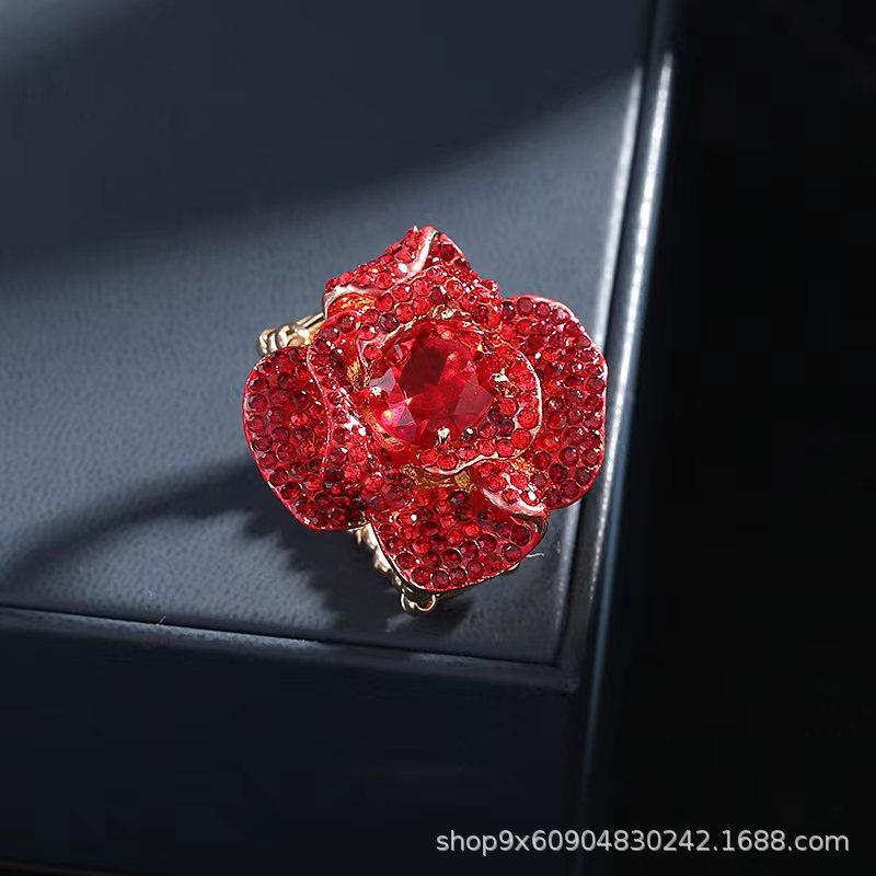 Japanese, Korean, European and American style niche design ins style woven elastic rope rose exaggerated diamond One size fits all кирпич красный