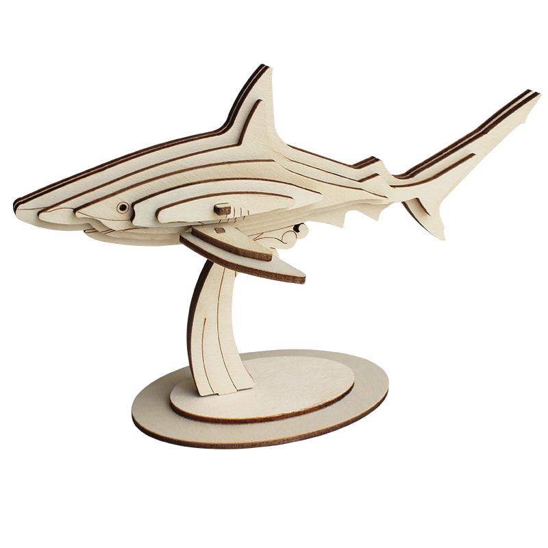 3D Wooden Ocean World Puzzle Animal Model for Children - Handmade Assembly Kit