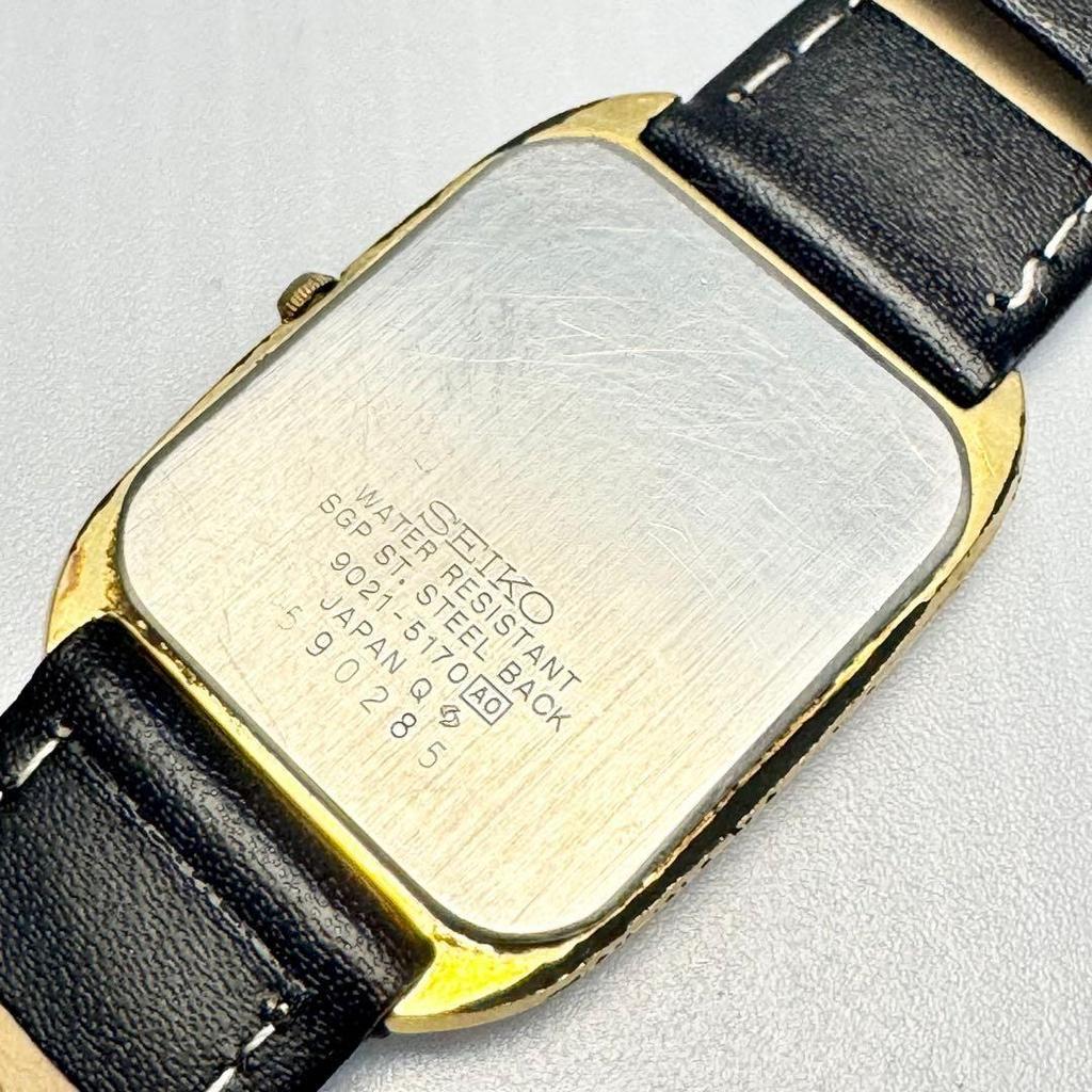 Used SEIKO Men's Quartz Square Gold Black 9021-5170