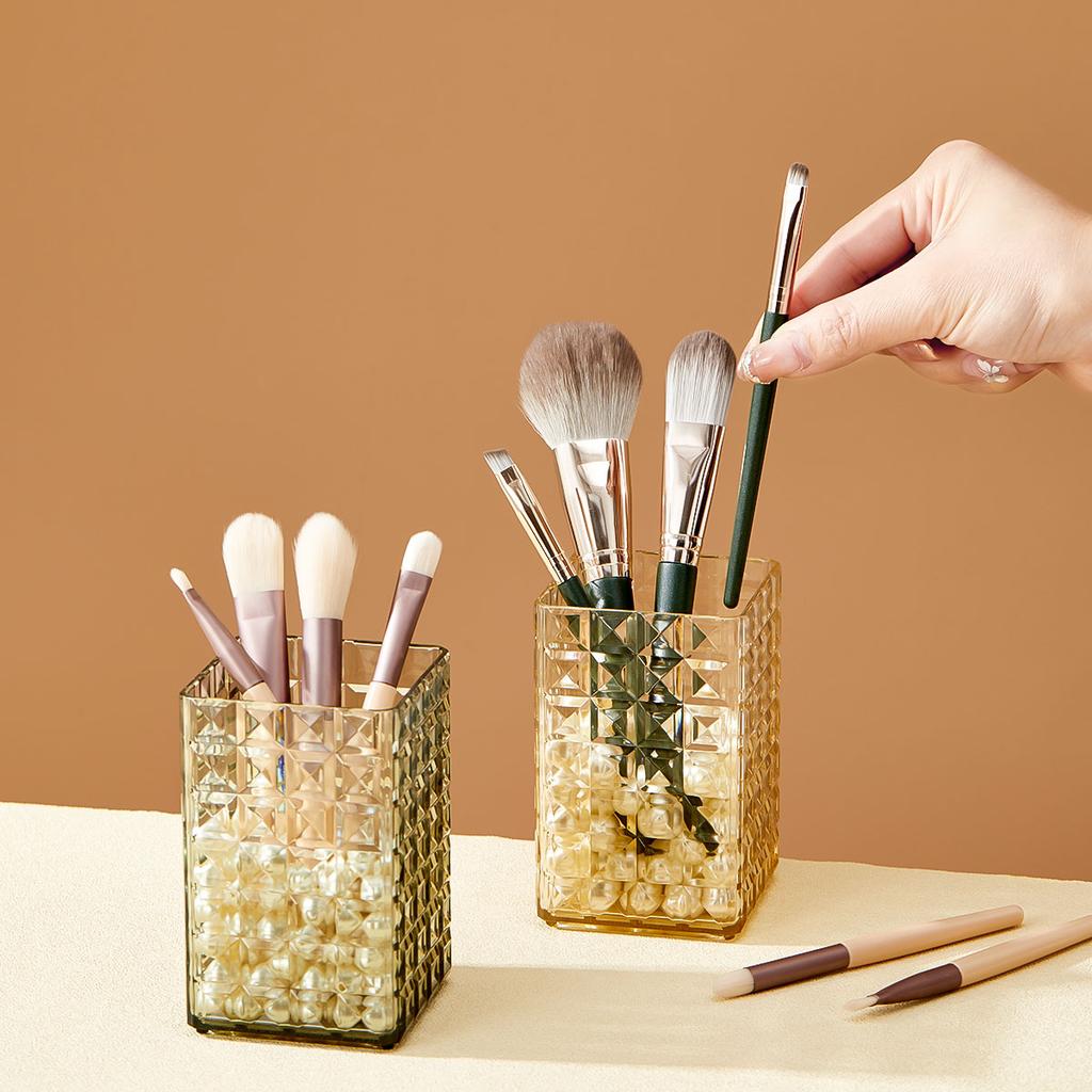 Transparent Makeup Brush Holder Plastic Cosmetic Storage Box Desk Lipstick Eyeliner Makeup Organizer Display Rack