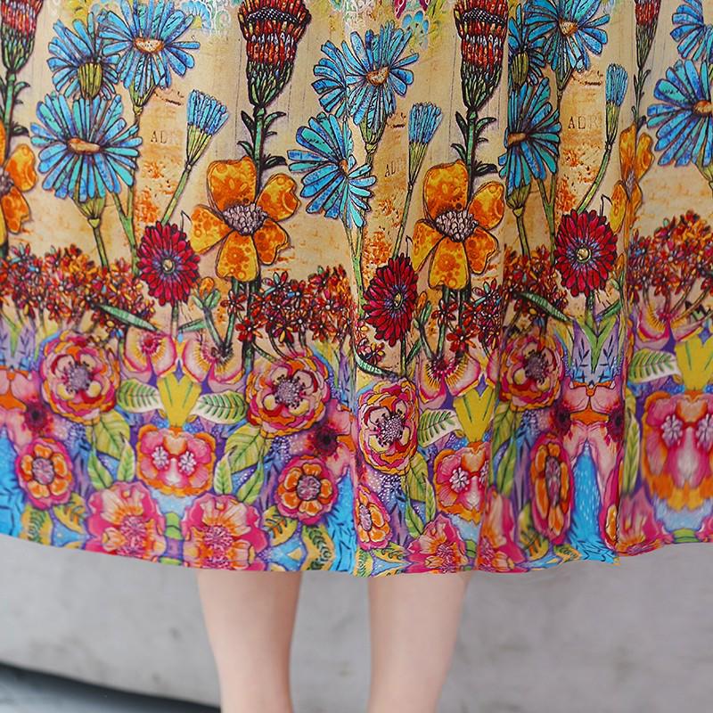 Summer Fashion Printed Chiffon Dress for Middle-aged Women - Short Sleeve, Mid-length