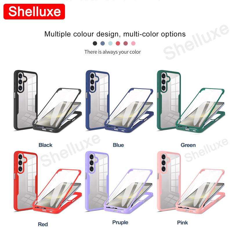 360 Full Body Front+Back Clear Case Shelluxe For Samsung A56 A36 A26 A06 A16 4G 5G Silicone Double Sided Shockproof Phone Cover