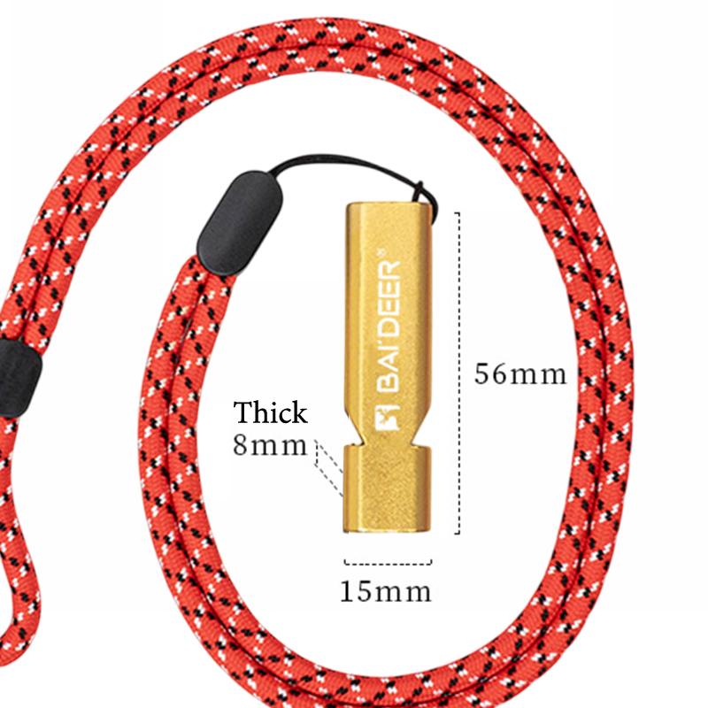 Aluminum Alloy High Decibel Whistle Keychain Double Pipe With Rope Camping Hiking Whistle 5 Colors Outdoors Portable Tools