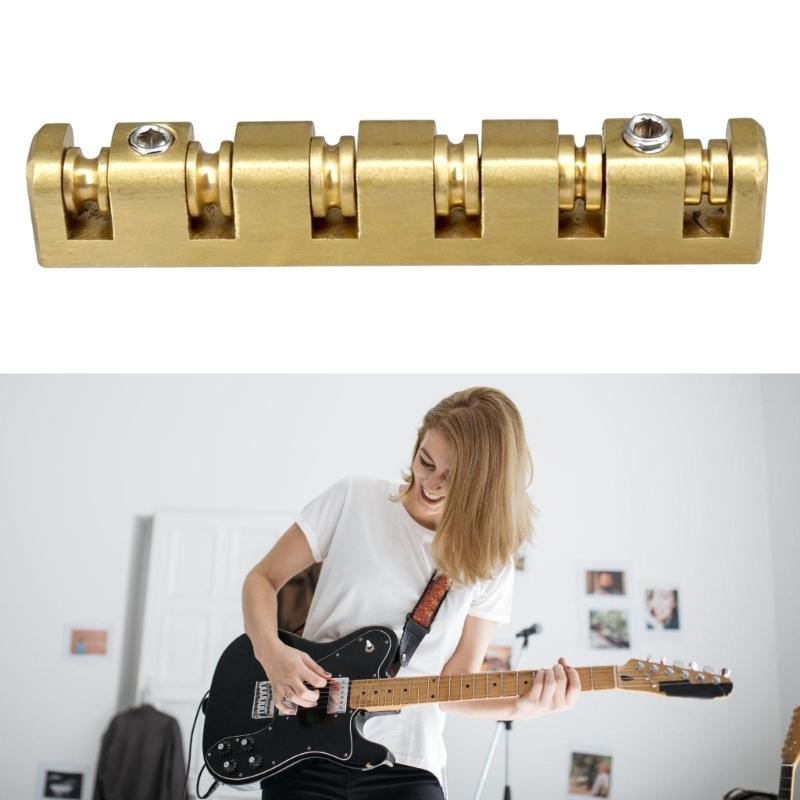 Dado in ottone per chitarra a 6 corde, altezza regolabile con piastra di base inclusa, parte di ricambio per risonanza e accordatura superiori