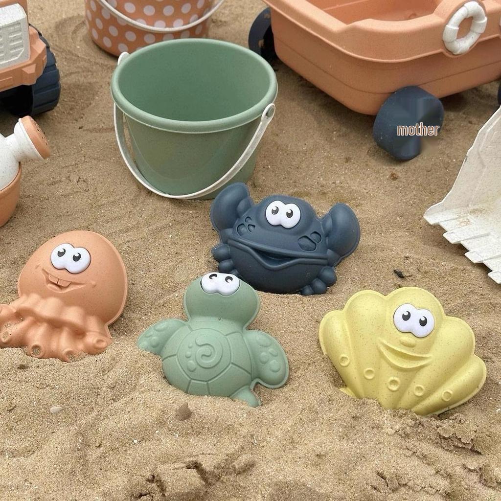 Korean Children's Wheat Straw Beach Toy Set: Boat & Handcart with Water Play and Sand Shovels