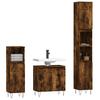 3 Piece Bathroom Furniture Set Smoked Oak Wood Based Material