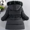 Girl Winter Cotton-Padded Jacket Children's Fashion Coat Kids Outerwear Baby's Warm Down Jacket Children Clothing 4-12 Years