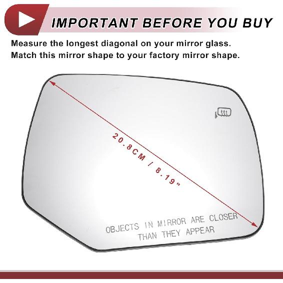 1 Set Mirror Glass Replacement for Ford Escape 2008-2012 Right Passenger Side W/Backing Plate No.8L8Z17K707E Real Glass Plastic