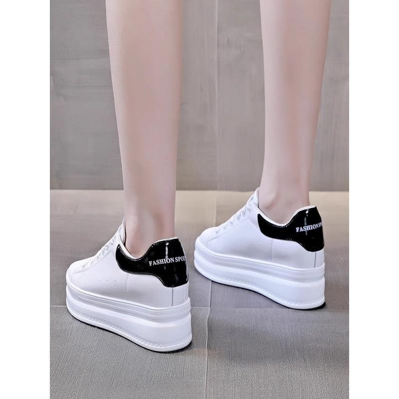 Ukryte obcasy białe buty damskie 8cm nowa platforma wiosenno-jesienne buty rekreacyjne do wszystkiego pasujące na platformie