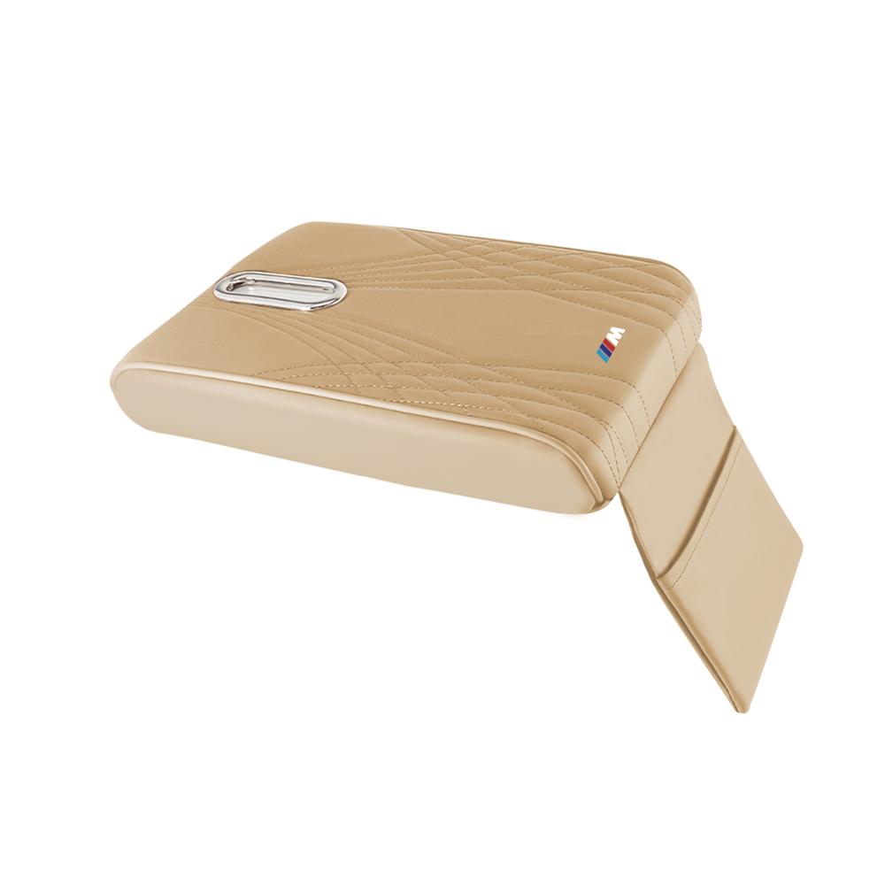 Car Armrest Cover PU Leather With Tissue Storage Memory Foam Height Pad Auto Center Armrest Protective Cushion Support For BMW