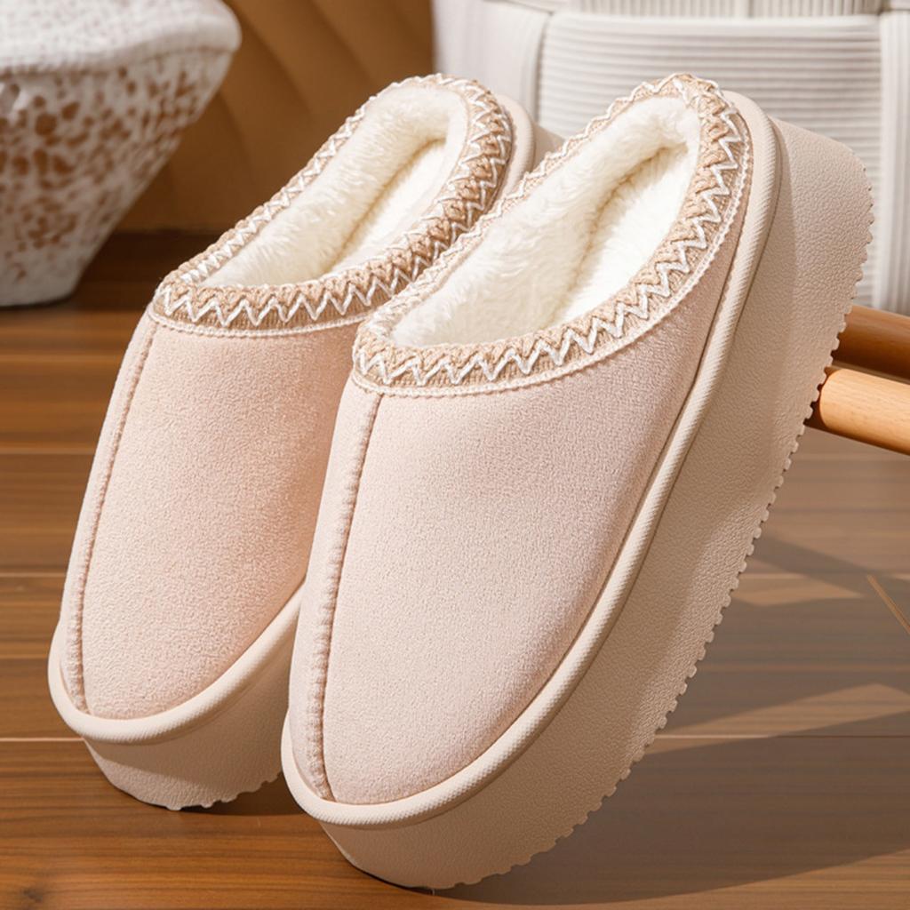 Cotton Slippers Women's Home Slippers Half Pack Thick Sole Anti Slip Lightweight Warm Super Thick Cotton Slippers Couple Home Cotton Shoes