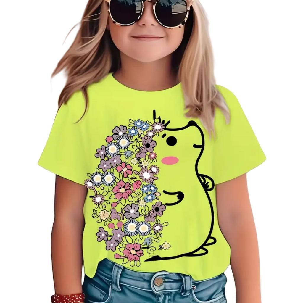 New T-Shirt for Girls Cartoon Tops Short Sleeve Top Girls Clothes 5 To 6 Years Boys Tshirt Tees Fashion Kawaii Children T-Shirt