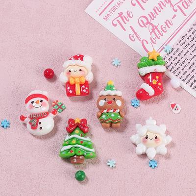 10Pcs New Cute Resin Christmas Snowman, Tree,small Bell Series Flat Back Scrapbooking DIY Jewelry Craft Decoration Accessories