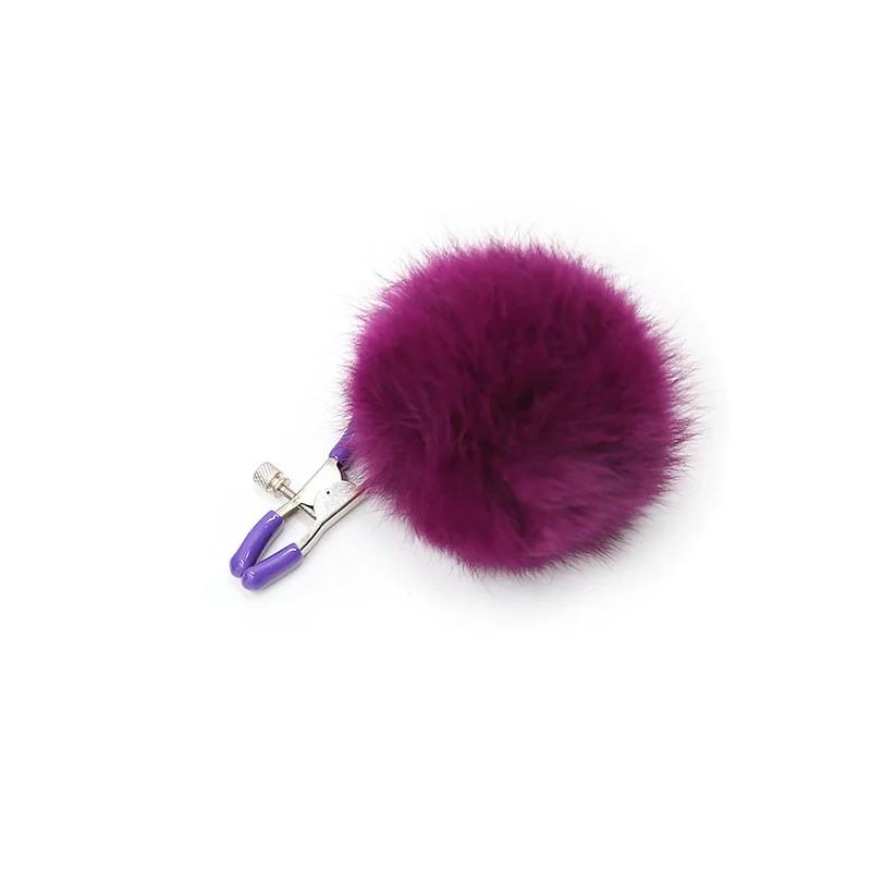 Fur Furry Ball Nipple Clips Adjustable Clamps Metal Breast Flirting Erotic Accessories Women Couples BDSM Bondage Game Sex Toys
