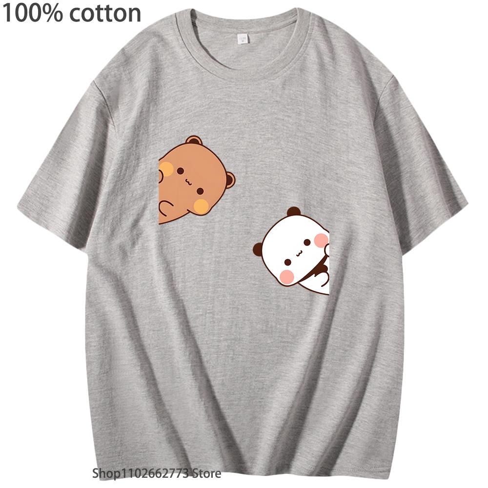 Bubu Dudu Shirt Couple Tops Cartoon Panda Bear Women Men Summer T-Shirts Kawaii Cotton Tshirt Korean Tees Harajuku