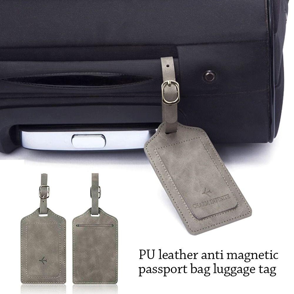 Fashion Leather Luggage Tag Travel Portable Baggage Label with Signature Paper Universal Travel Accessories Men Women