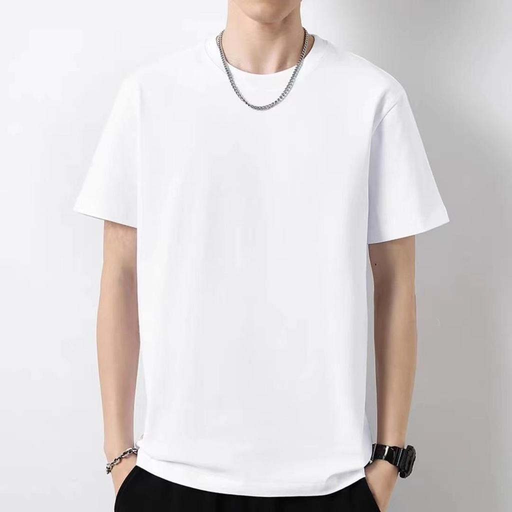 Manufacturer Men'S Short Sleeve T-Shirt Medium Green Trend Casual Versatile Loose Half Sleeve Solid Color Bottom Shirt