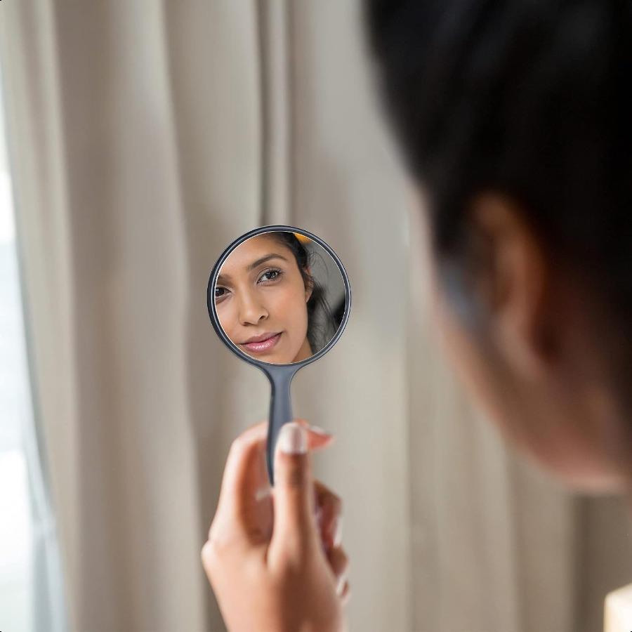 

25 шт. Ручное зеркало с ручкой 3,94 дюйма Д x 2,17 дюйма Ш Маленькое портативное круглое зеркало оптом для путешествий, макияжа, класса, кемпинга, на каждый день Д United States