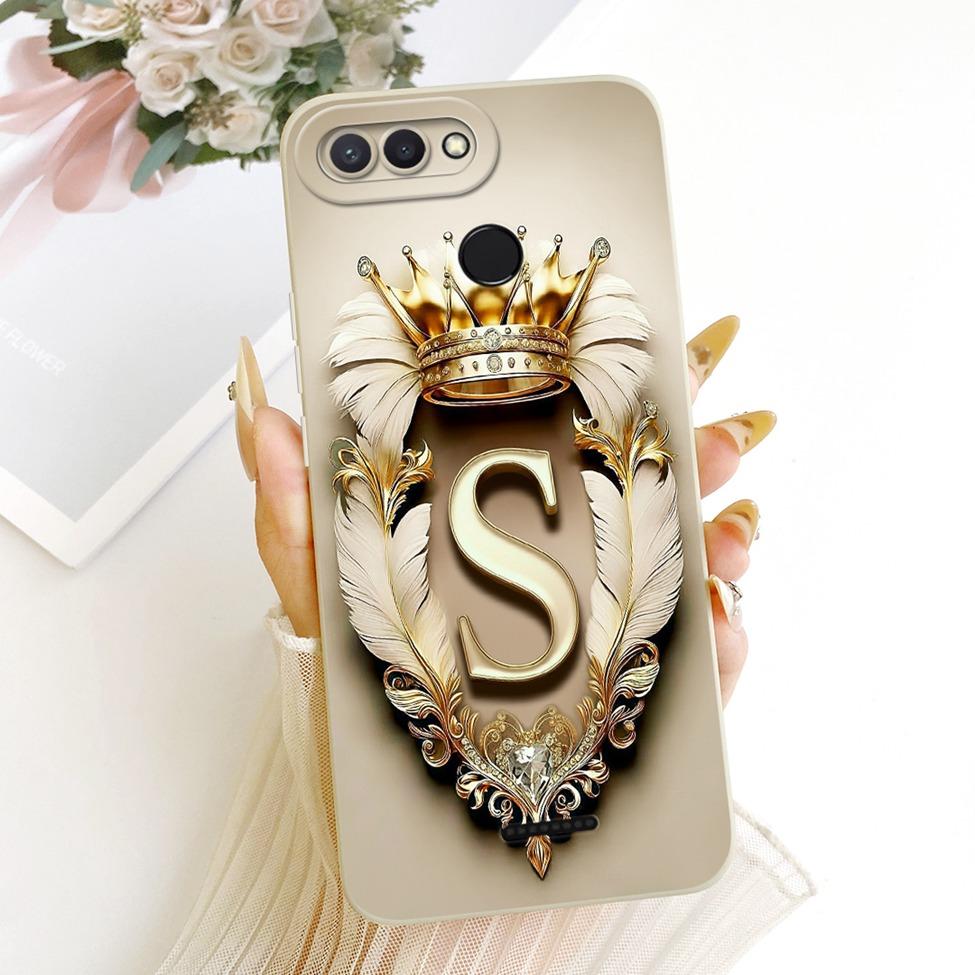 Cover For Redmi 6 Case Luxury A-Z Letters Fashion Crown 2D Painted Silicone Phone Casing M1804C3DG M1804C3DH M1804C3DI
