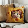 Cuscino Carino Topo nel Formaggio: Aggiungi un Tocco Fantasioso alla Tua Casa! Fodera per cuscino del divano, decorazione per la stanza del dormitorio, stampa 2D