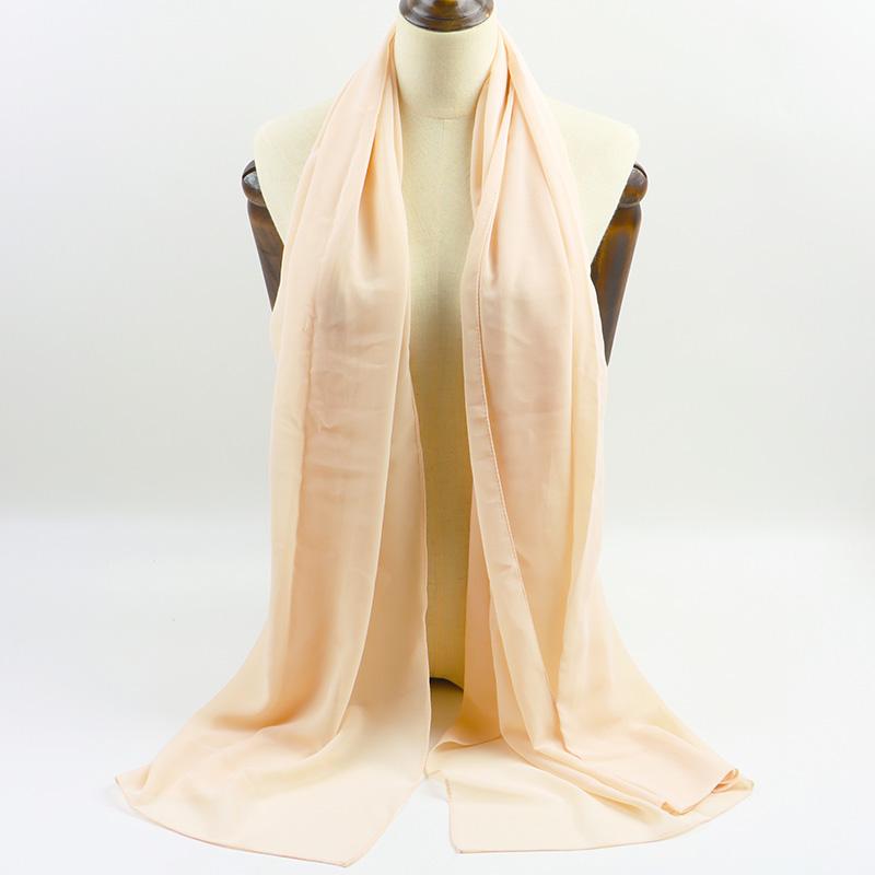 Fashion Pearl Chiffon Hijab Shawls Of Muslim Women Solid Color Head Wraps Scarf For Ladies