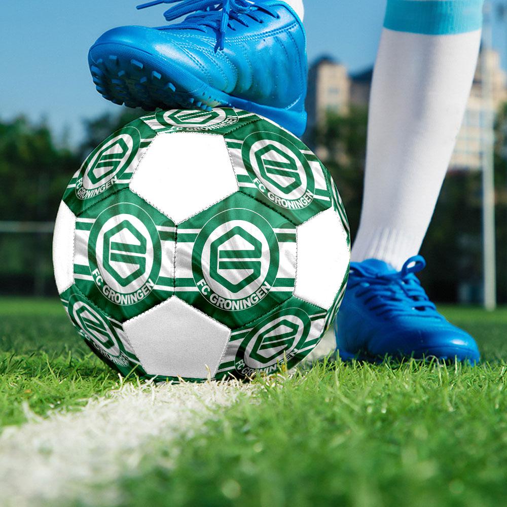 Groningen FC Size 5 Soccer Ball, Machine-Stitched PVC, Durable & High Bounce, All Ages Fit, Fan Merchandise, Matches & Outdoor Use.